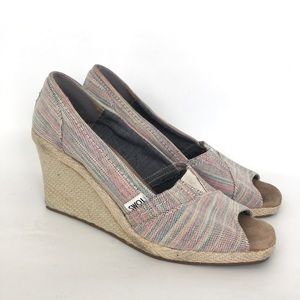 Toms Espadrille Wedge Sandals Peep Toe